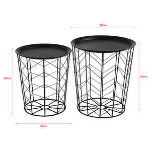 Masuta cafea Cerisey set 2 bucati cu blat detasabil metal negru [en.casa]