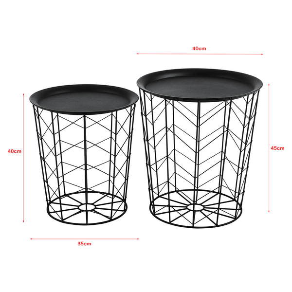 Masuta cafea Cerisey set 2 bucati cu blat detasabil metal negru [en.casa]