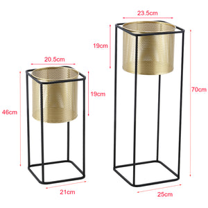 Suport plante Mettet 2 bucati masuri diferite metal negru/auriu  [en.casa]