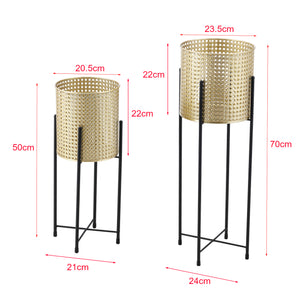 Suport plante Mol 2 bucati metal negru/auriu masuri diferite [en.casa]