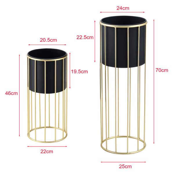 Suport plante Mortsel 2 bucati metal negru/auriu masuri diferite [en.casa]