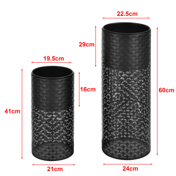 Suport flori Virton 2 bucati masuri diferite  metal/negru [en.casa]