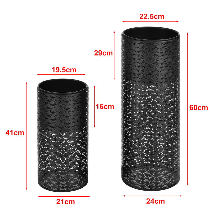 Schiță cotată Suport flori Virton 2 bucati masuri diferite  metal/negru [en.casa]