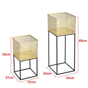 Suport flori Juprelle 2 bucati masuri diferite metal negru/auriu [en.casa]