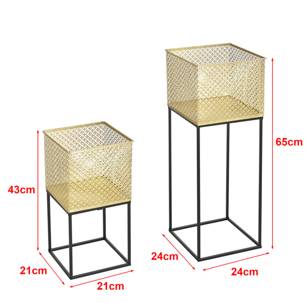 Suport flori Juprelle 2 bucati masuri diferite metal negru/auriu [en.casa]