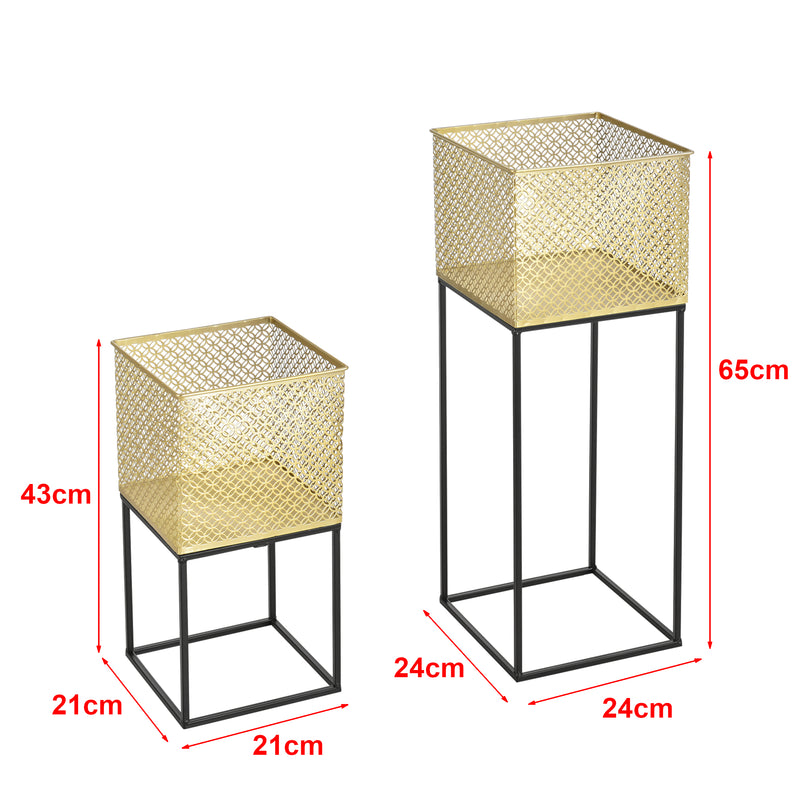 Schiță cotată Suport flori Juprelle 2 bucati masuri diferite metal negru/auriu [en.casa]