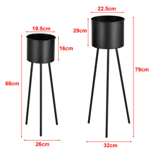 Suport flori Dalhem set 2 bucati metal negru masuri diferite [en.casa]