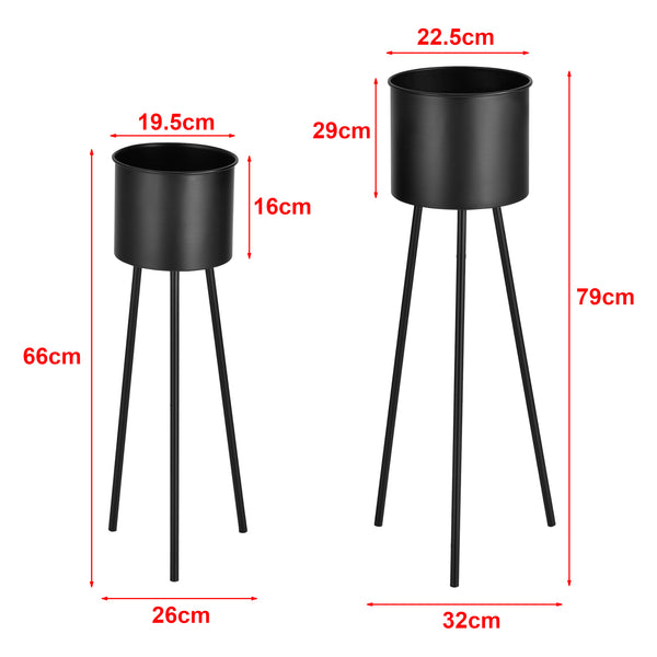 Suport flori Dalhem set 2 bucati metal negru masuri diferite [en.casa]