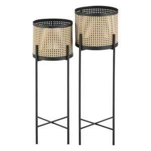 Suport flori Colfontaine set 2 bucati masuri diferite negru/bej nisip [en.casa]
