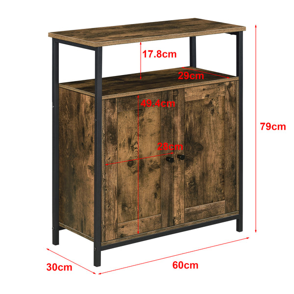 Comoda Aremark cu 2 usi 79 x 60 x 30 cm efect lemn nuanta inchisa [en.casa]