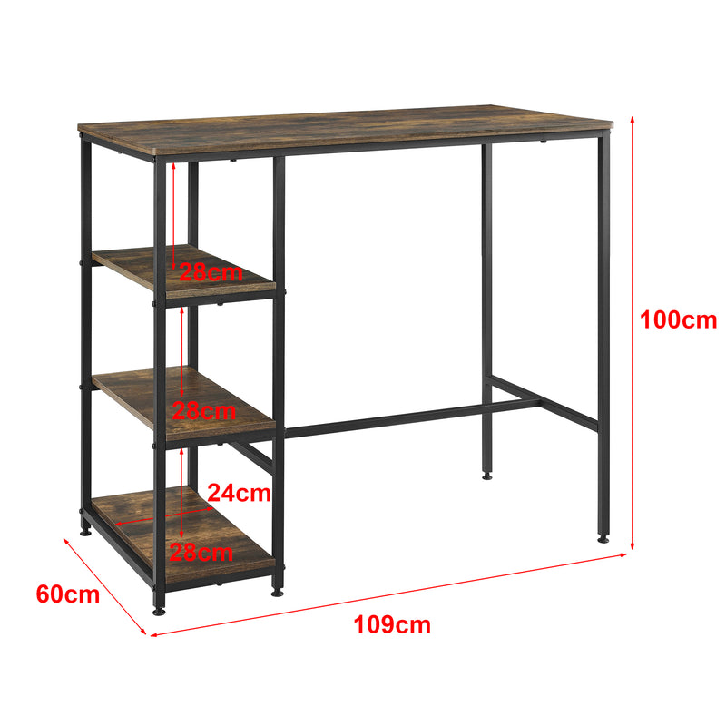 Schiță cotată Masa bar Vaxjo cu 3 rafturi 100 x 109 x 60 cm [en.casa] 