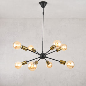 Lustra cu 8 brate Amiens 8 x E27 max. 60W metal 150 cm negru / galben aramiu [lux.pro]