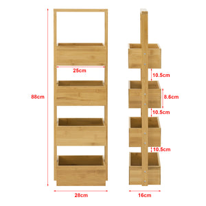 Raft uz casnic din bambus 4 compartimente depozitare Bardu 88 cm [en.casa]