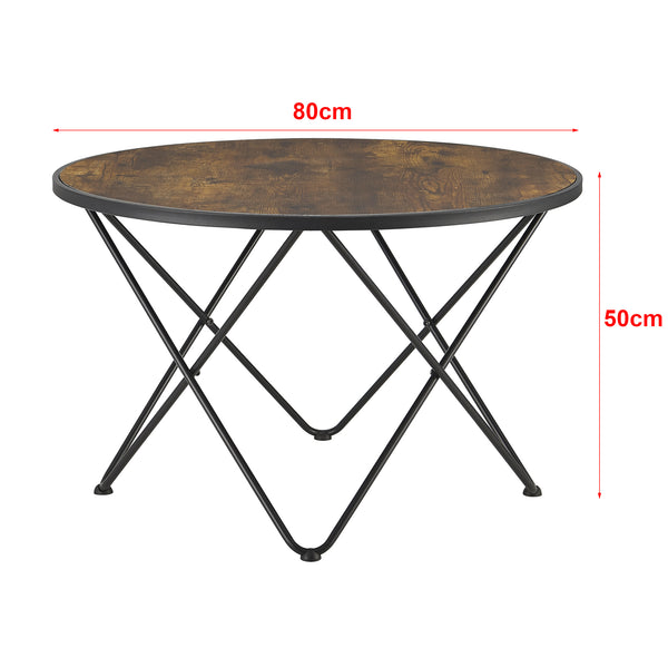 Masuta cafea Goskamark forma rotunda efect lemn nuanta inchisa [en.casa]