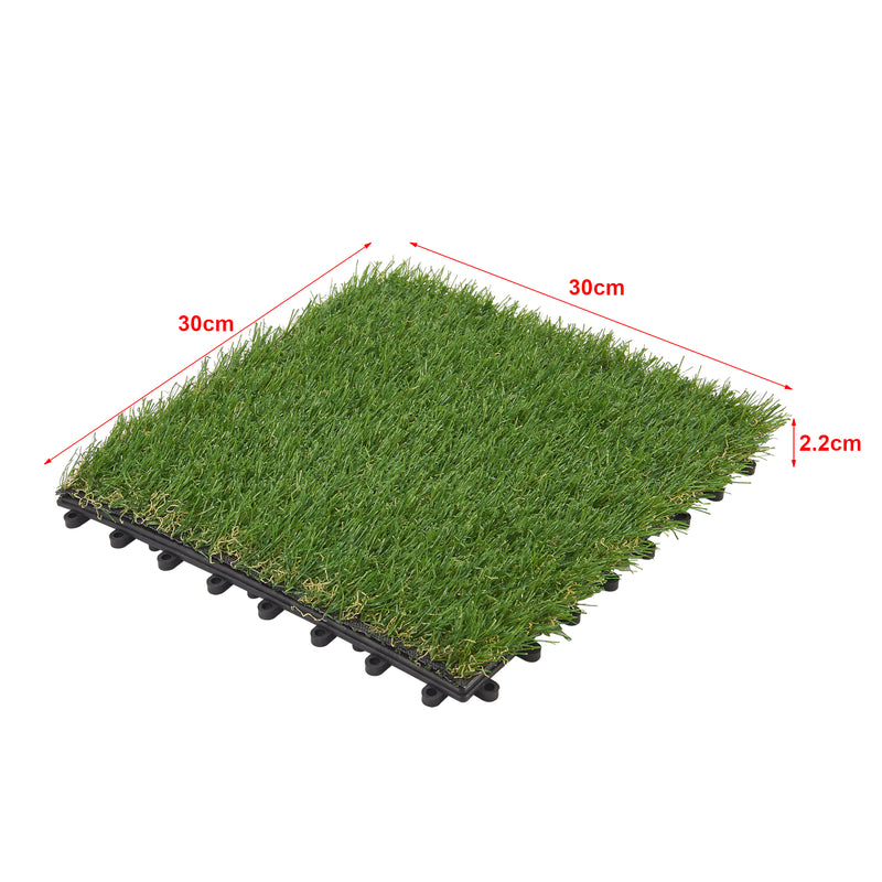 Schiță cotată Placi iarba artificiala pentru terasa ACWP-6403 HDPE verde 11 buc [en.casa]