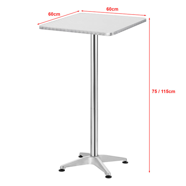 Masa bistro bar patrata Jarpen 115 cm argintiu cu blat pliabil [en.casa]