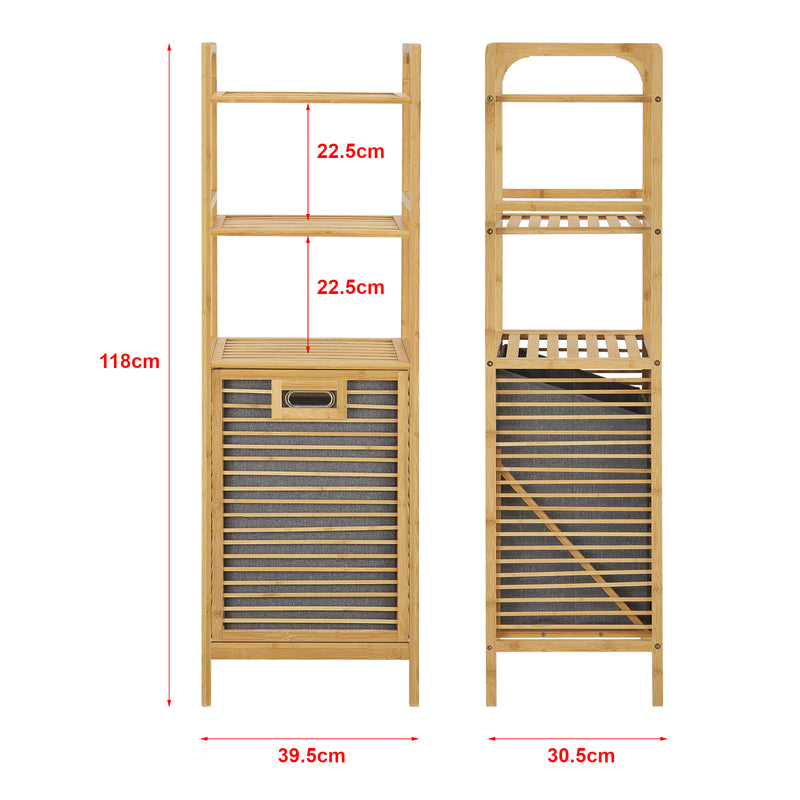 Schiță cotată Dulap baie rufe murdareTidaholm bambus cu sac colector detasabil [en.casa]