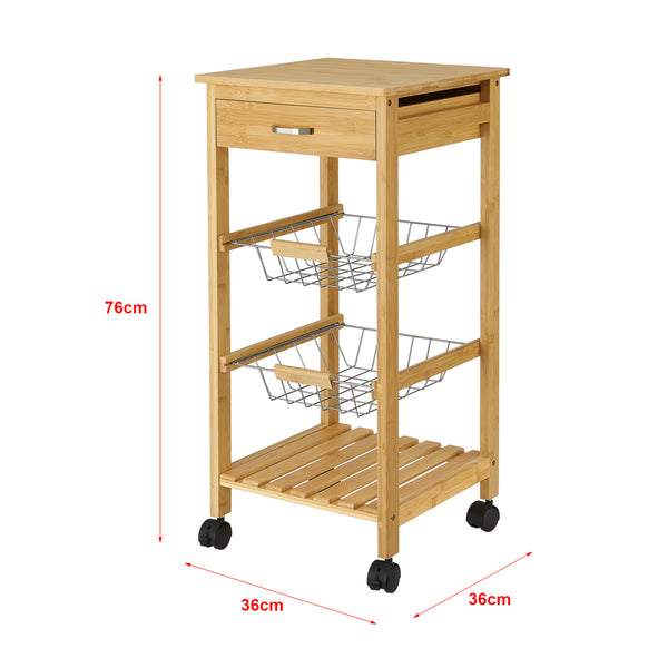 Carucior servire la masa Stenungsund 76 x 36 x 36 cm bambus [en.casa]