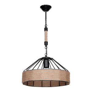 Lustră Bridgford E27 Metal Sfoară de iută Negru/culoarea iutei [lux.pro]