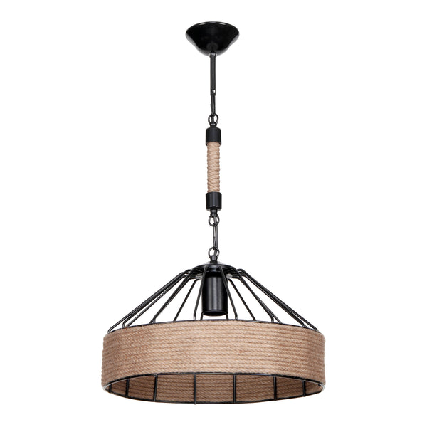 Lustră Bridgford E27 Metal Sfoară de iută Negru/culoarea iutei [lux.pro]