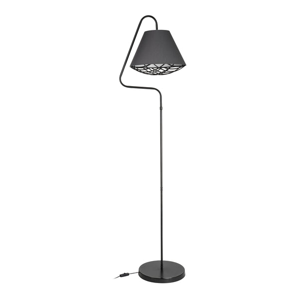 Lampă de podea Gateshead E27 metal textil negru / gri [lux.pro]