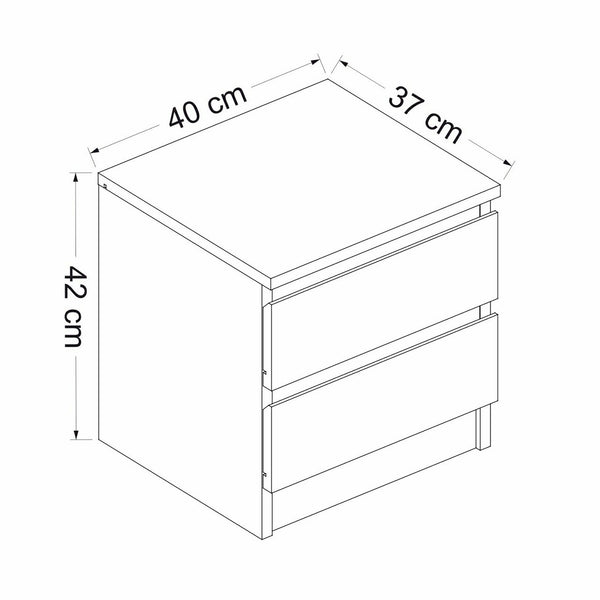Noptiera cu 2 sertare Fuglebjerg 42x40x37cm pal alb [en.casa]