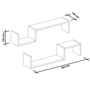 Set 2 buc raft perete Gram 19,5x95,4x19,5cm pal alb [en.casa]