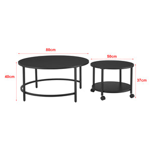 Set 2 bucati masute living masuri diferite Veroy masuta mica mobila pe 4 roti [en.casa]