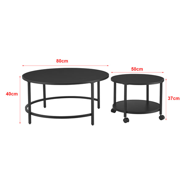 Set 2 bucati masute living masuri diferite Veroy masuta mica mobila pe 4 roti [en.casa]