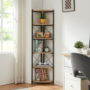 Raft de colt Ulfborg 160x30x30 cm negru/efect stejar [en.casa] 