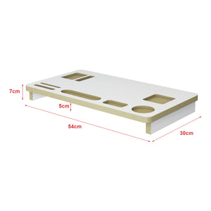 Suport monitor Tjele 54x30x7 cm mdf alb culoarea lemnului [en.casa]
