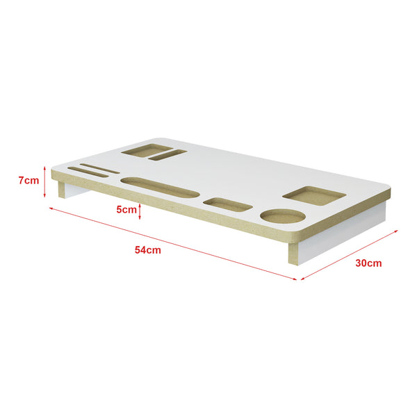 Suport monitor Tjele 54x30x7 cm mdf alb culoarea lemnului [en.casa]