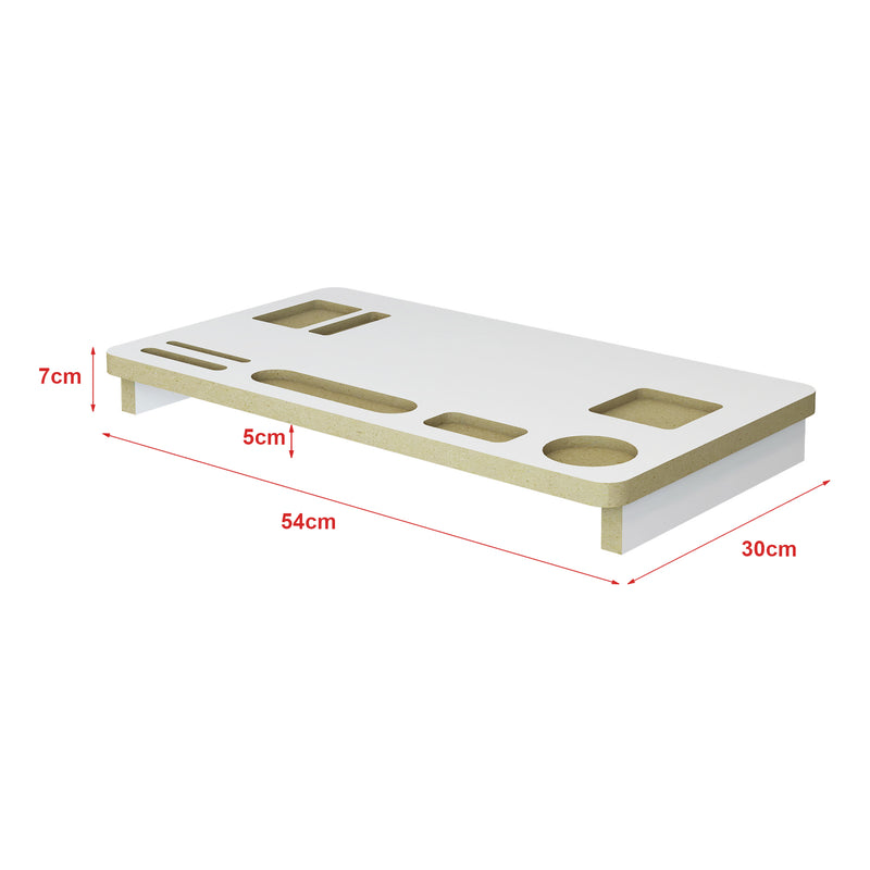 Schiță cotată Suport monitor Tjele 54x30x7 cm mdf alb culoarea lemnului [en.casa]