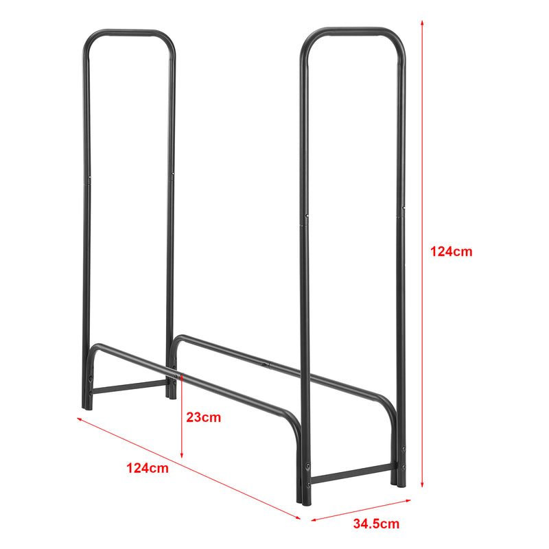 Schiță cotată Suport lemne foc  Kwethluk W 124 x 124 x 34,5 cm [casa.pro]