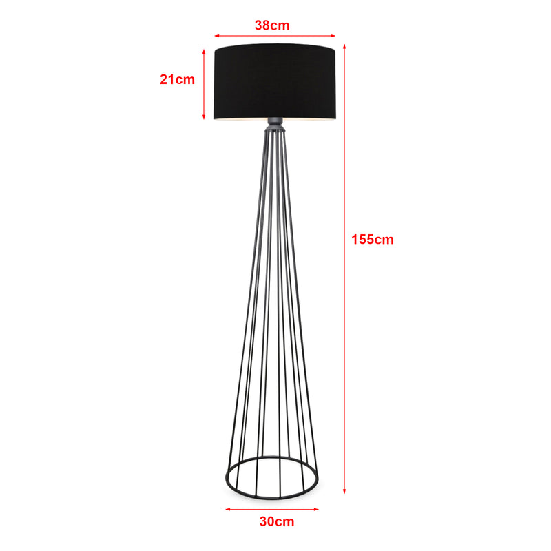 Schiță cotată Lampa de podea Neath 1 x E27 max 20W metal textil antracit negru [lux.pro]