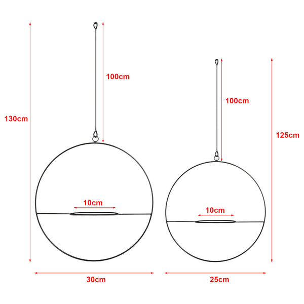 Set 2 buc suport plante Opsterland metal negru masuri diferite montabil pe tavan [en.casa]