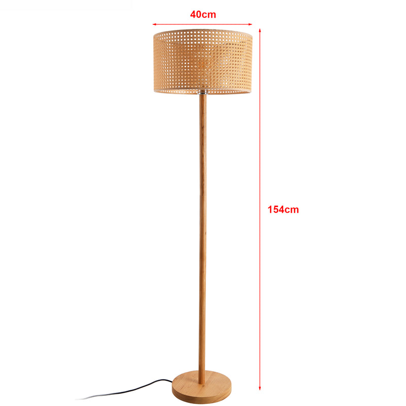 Schiță cotată Lampa de podea Rochdale 154 cm lemn rattan,1 x E27 [lux.pro]