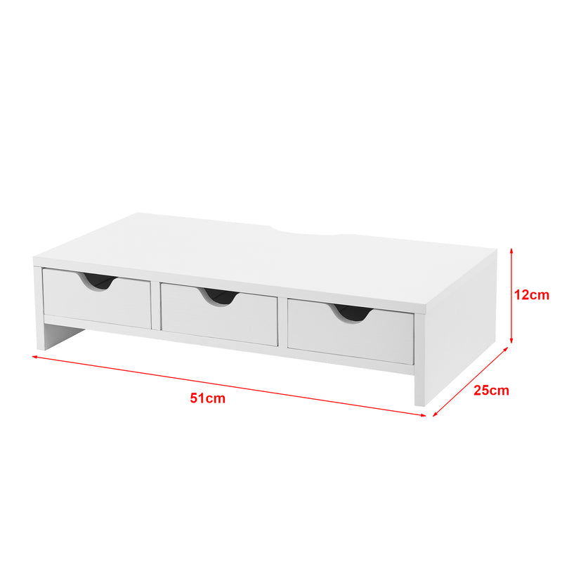 Schiță cotată Suport pentru monitor Ruovesi 12x51x25cm Alb [en.casa]