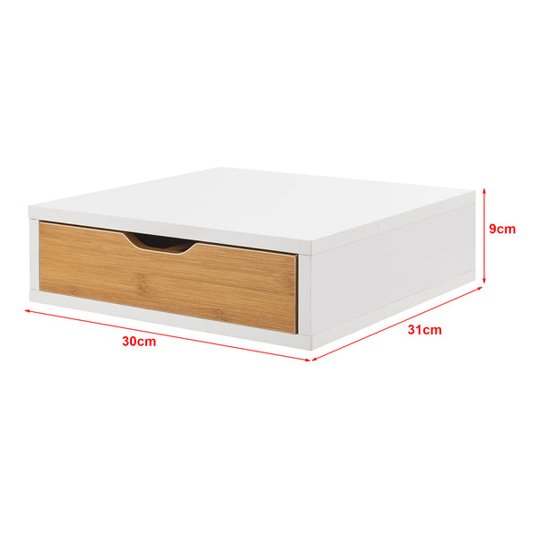 Cutie cu sertare Vieremä 9x30x31cm Alb/Aspect bambus [en.casa]
