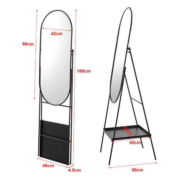 Oglindă de podea Perano cu raft 160 x 46 cm [en.casa]