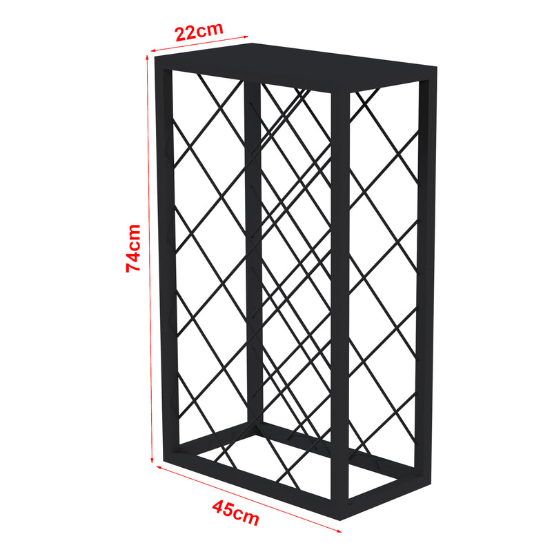 Schiță cotată Suport sticle cu vin Amasia 68x40x22cm negru [en.casa]