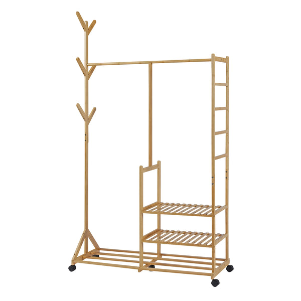Suport haine Ikaalinen 176x100x38cm mobil pe 5 roti [en.casa]