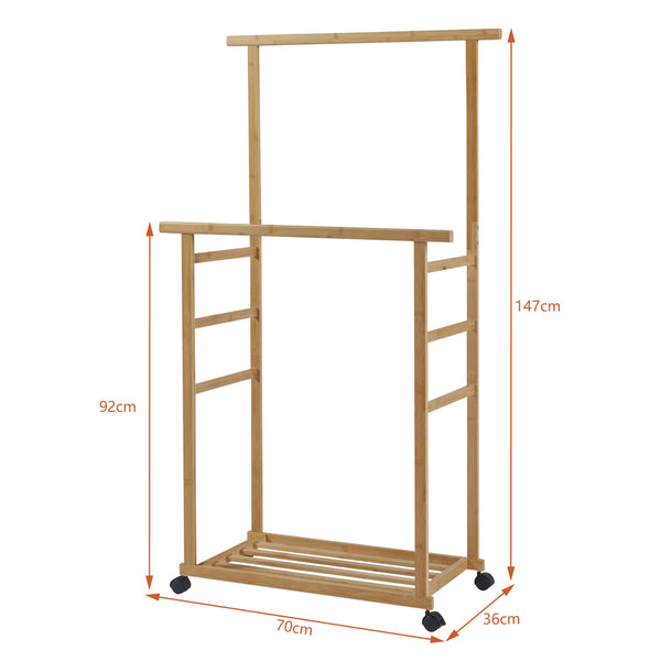 Suport haine Ilmajok 147x70x36cm mobil pe 4 roti [en.casa]
