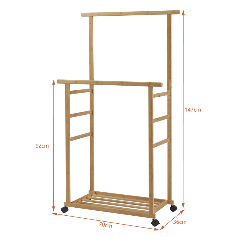 Schiță cotată Suport haine Ilmajok 147x70x36cm mobil pe 4 roti [en.casa]