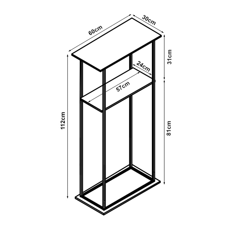 Schiță cotată Suport lemne de foc Turku 112x60x30cm [en.casa]