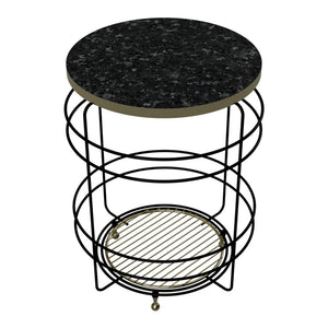 Masuta living rotunda Padasjoki 55x40cm negru auriu negru efect marmura [en.casa]