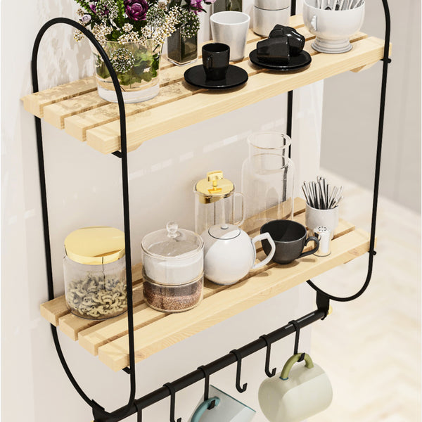Raft perete Pielavesi 47x40x16cm negru natur [en.casa]