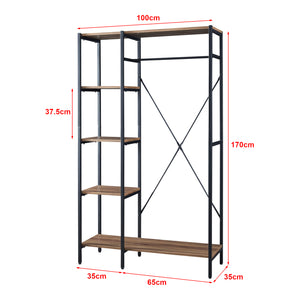 Cuier Hvidovre 170x100x35 cm Negru/Culoarea lemnului [en.casa]