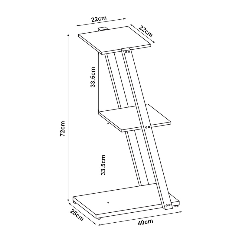 Schiță cotată Raft de sine statator Rollag 72x40x25cm negru [en.casa]