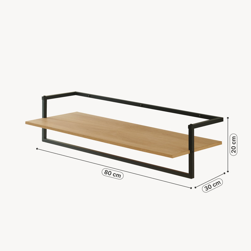 Schiță cotată Cuier de perete Evje 80x30x20cm negru/efect lemn [en.casa]